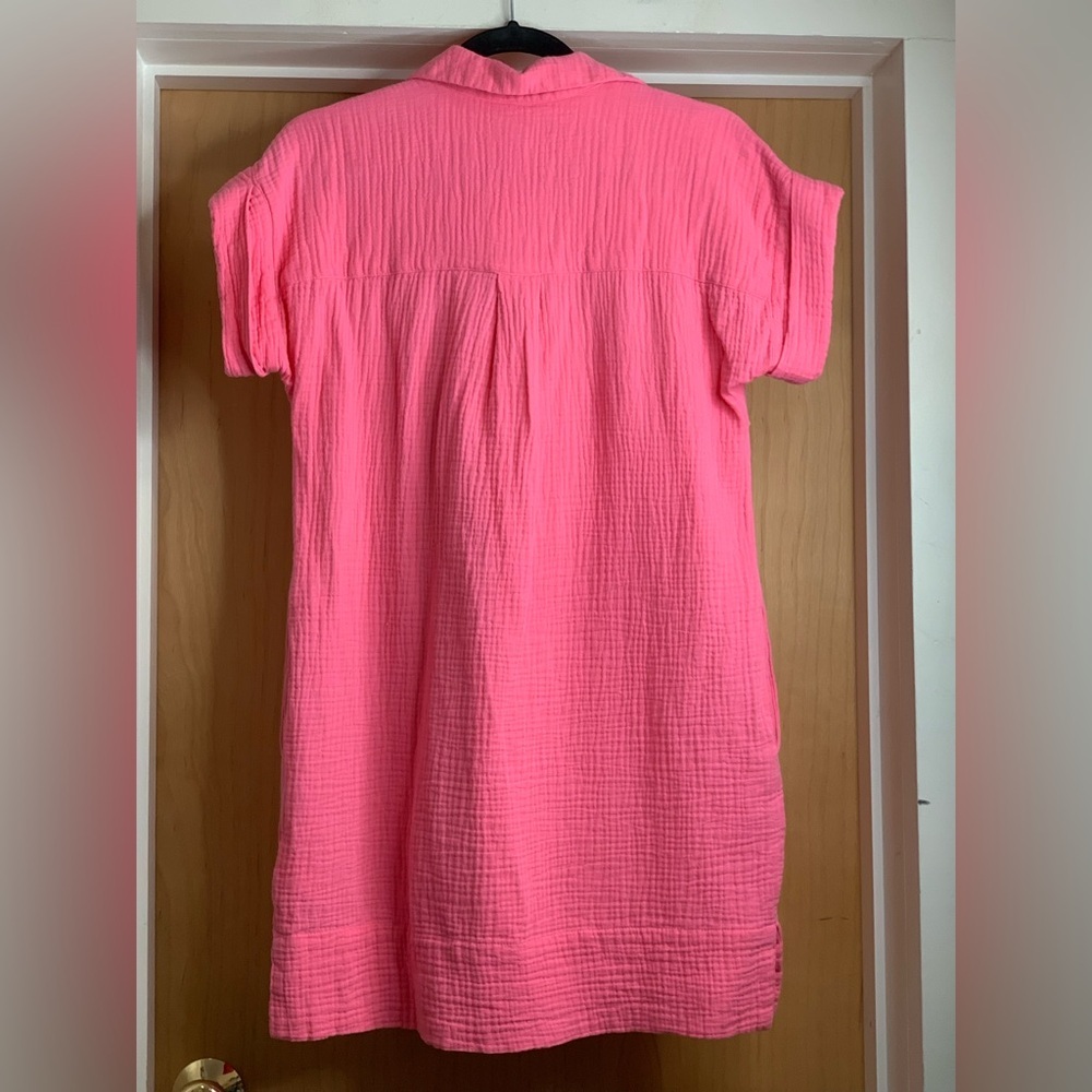 J Crew Neon Pink Dress With Pockets.  Size-Small - Picture 3 of 4